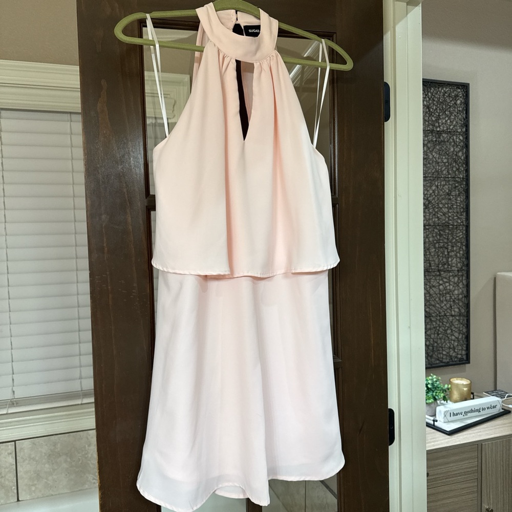 Sugar Lips Elegant Light Pink Sleeveless Dress